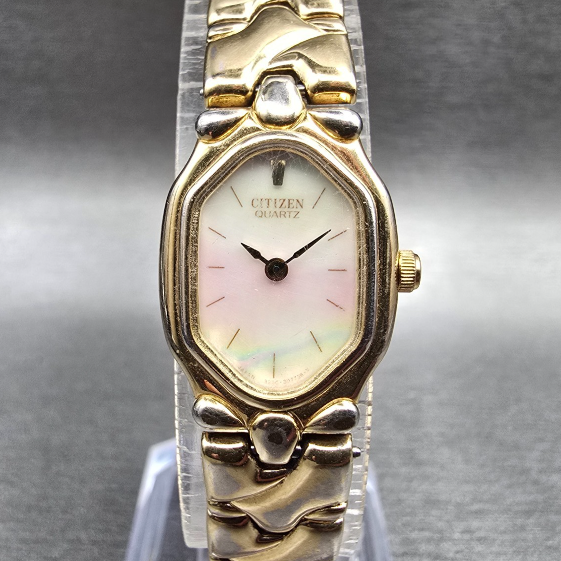 Citizen Watch Women 17mm MOP Dial Gold Tone Rectangle 3220-326130 New Battery KP0