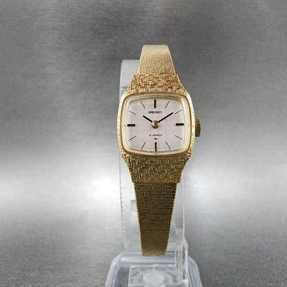 Seiko Watch Women 17mm Gold Dial Gold Gold Rectangle Manual Wind Runs 1138505