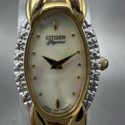 Citizen Elegance Watch Women 15mm White Dial Gold Tone Oval 5421-F44701 New Batt1