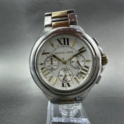 Michael Kors Camile Chrono Watch Women 43mm White Dial Two Tone Date MK-5653 ABC5