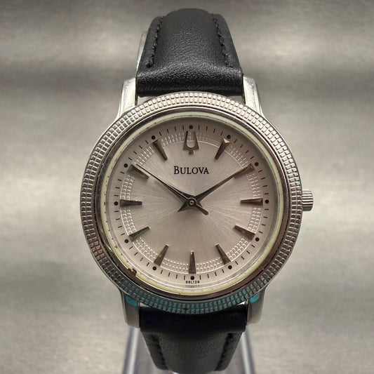Bulova Watch Women 28mm Silver Dial Silver Tone Round 96L129 New Battery0