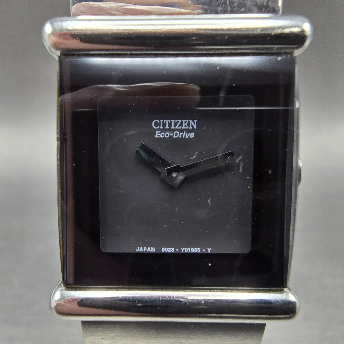 Citizen Eco-Drive Tank Watch Women 23mm Black Dial Silver B023-Y70719 Works JP1