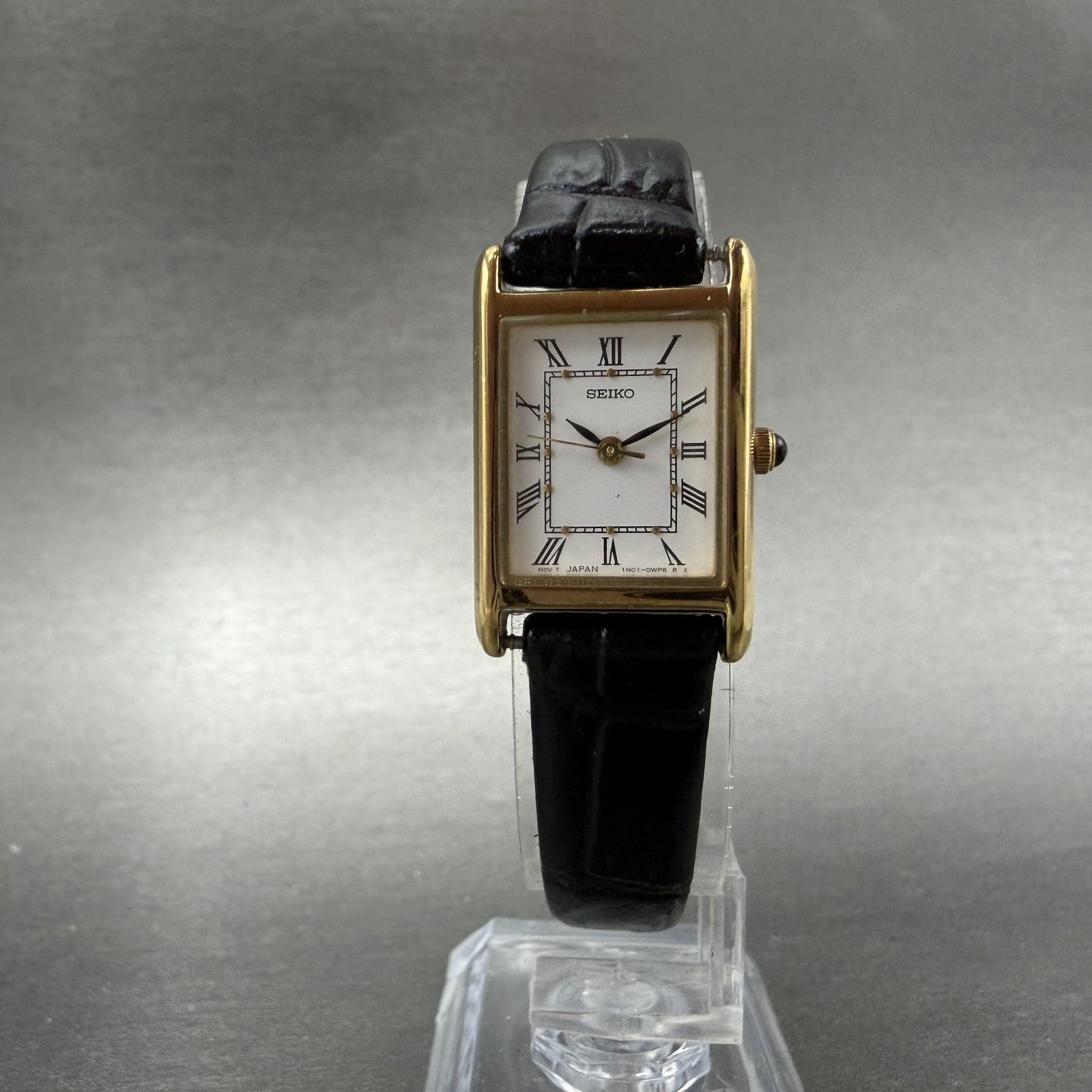 Seiko tank Watch Women 18mm White Dial Gold Tone Rectangle 1N01-0LK0 New Battery5