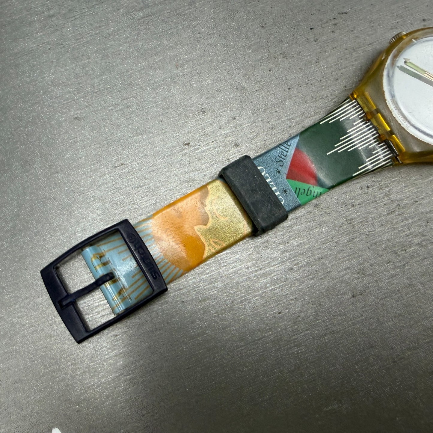 Swatch SnowWhite Watch Unisex 34mm Silver Dial Yellow Case READ!! New Batt GK1047
