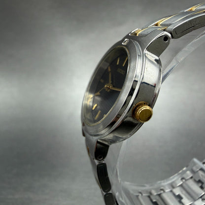 Seiko Watch Women 24mm Black Dial Two Tone Round 7N01-0BA0 New Battery Vintage2