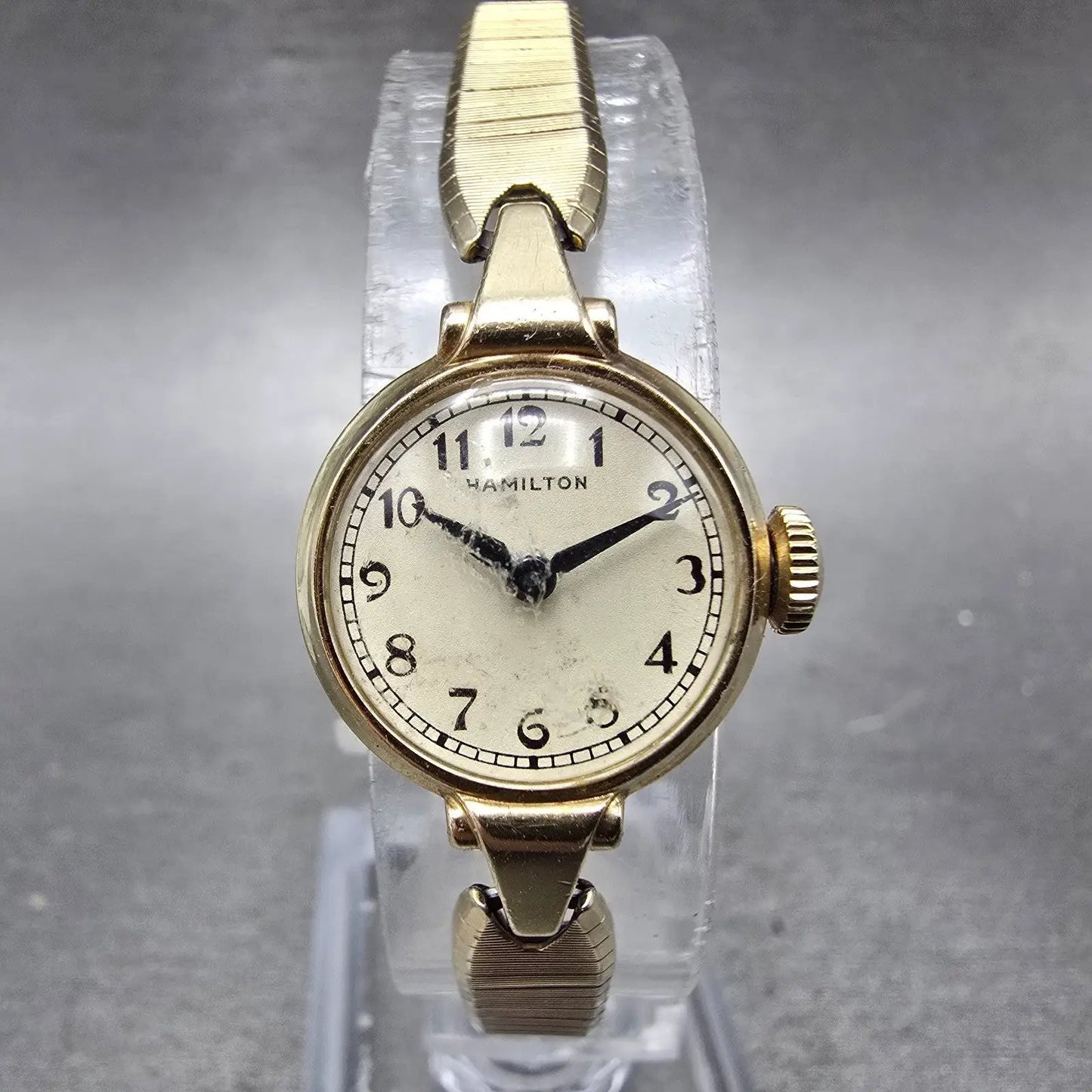 Hamilton Watch Women 18mm Cream Dial 10K Gold Filled Round Manual Wind Runs VTG0