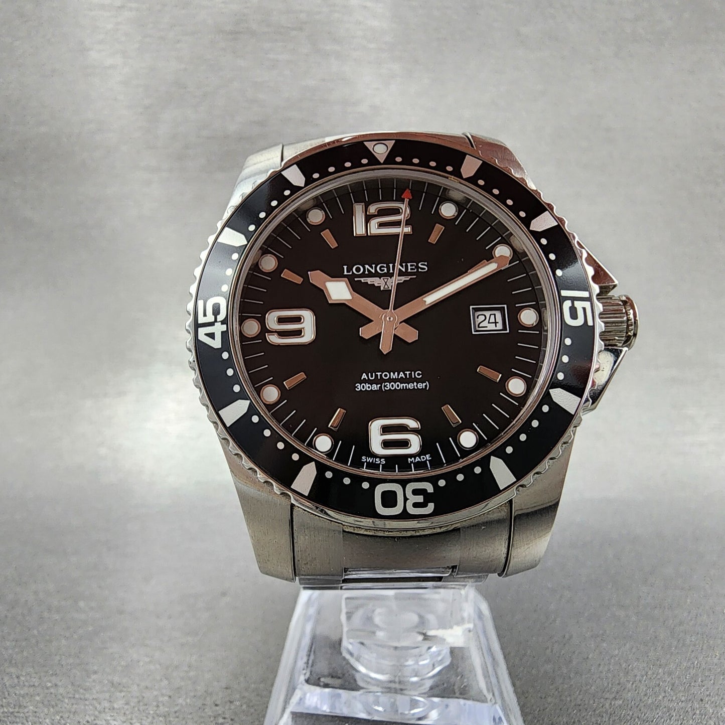 Longines Hydraconquest Automatic Watch Men 42mm  Black Dial Steel Date L3.742.45