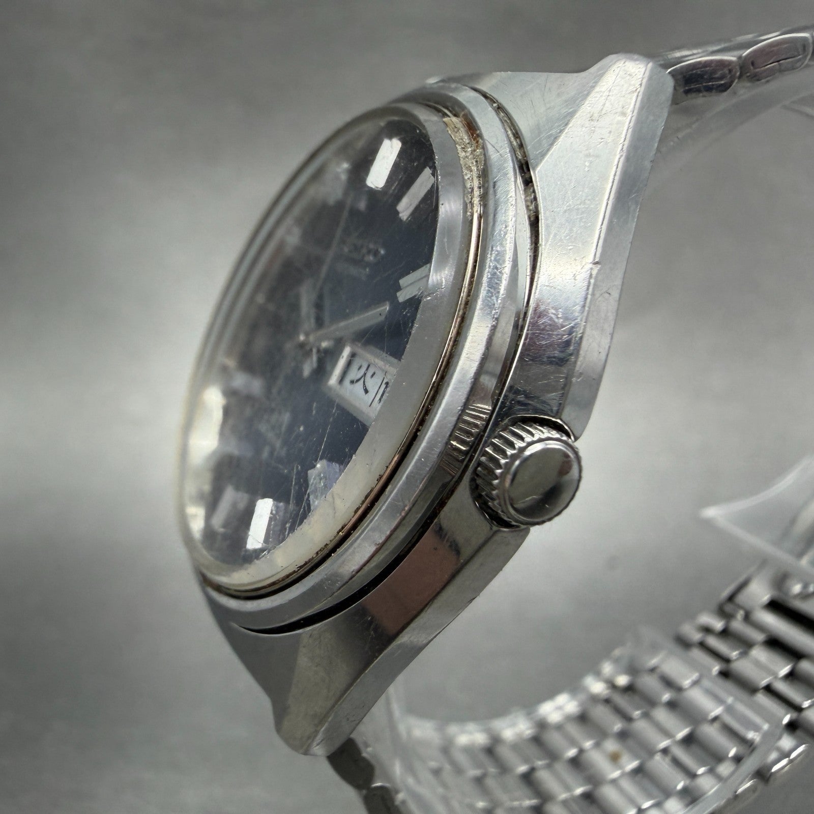 Seiko Lord Matic Watch Men 36mm Blue Dial Silver Tone Daydate 5606-7260 PARTS3