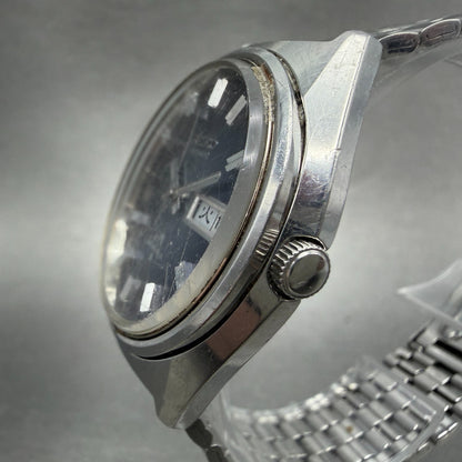 Seiko Lord Matic Watch Men 36mm Blue Dial Silver Tone Daydate 5606-7260 PARTS3