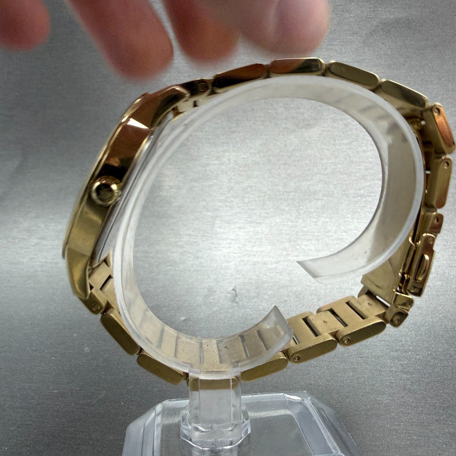 Michael Kors Hartman Watch Women 38mm Pink Dial Gold Tone Round MK-3520 New Batt6