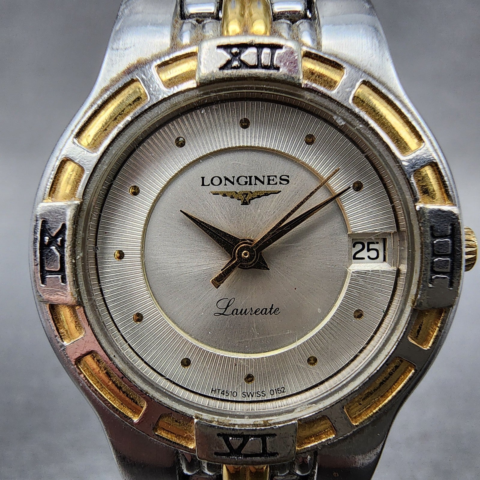 Longines Laureate Watch Women 25mm Silver Dial Two Tone Date Round New battery1