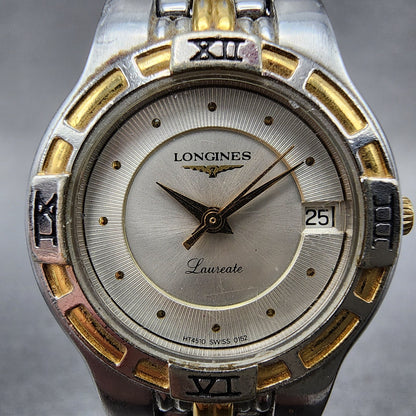 Longines Laureate Watch Women 25mm Silver Dial Two Tone Date Round New battery1