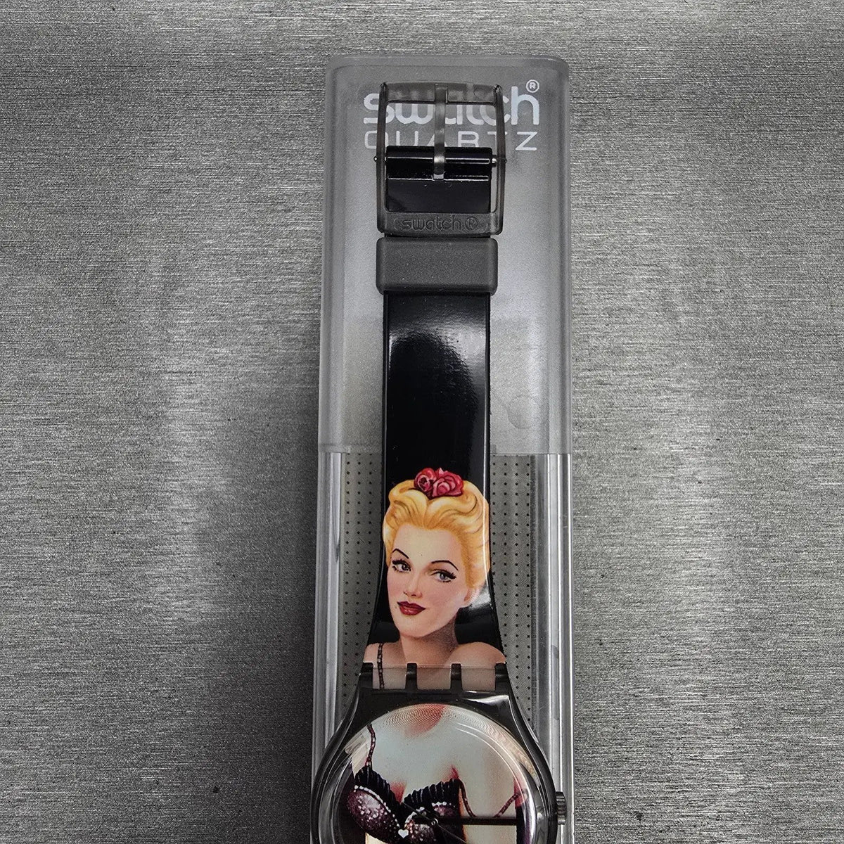 Swatch Lolita Watch Men 33mm Black Dial Black Tone Round GM128 New Battery NOS3