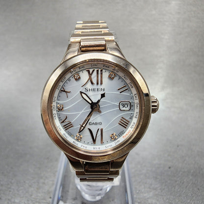 Casio Sheen SHW1700 Watch Women 26mm White Dial Gold Tone Date Round Runs0