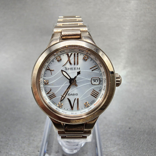 Casio Sheen SHW1700 Watch Women 26mm White Dial Gold Tone Date Round Runs0