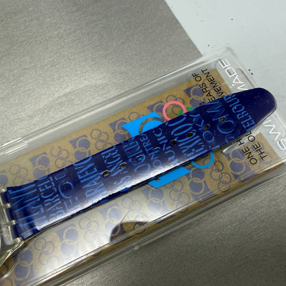 Swatch Chrono 100th Olympics Watch Men 37mm Blue Dial Clear SCZ101 NOS New batt7