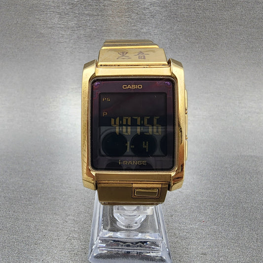 Casio IRW101 I Range Black Mic Watch Men 33mm Digital Gold Tone Rectangle Runs0