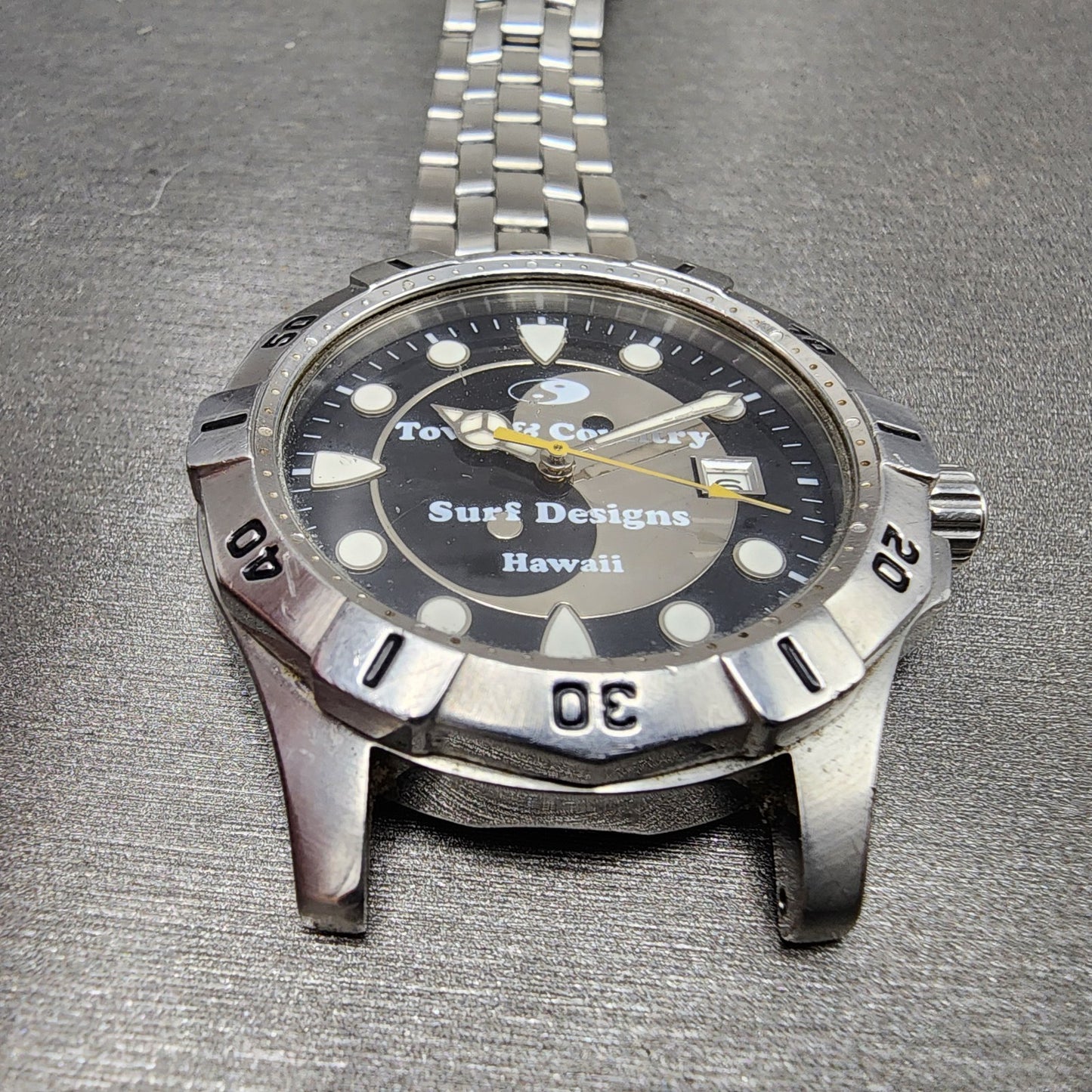 Orient Town & Country Dive Watch Men 38mm Black Dial Steel Date Round New Batt2