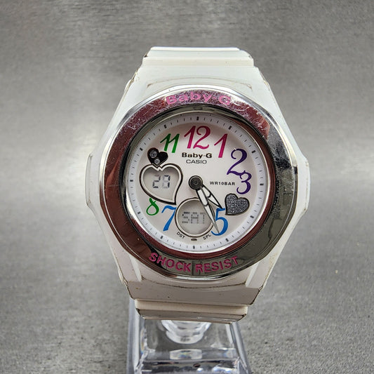 Casio BabyG Watch Women 38mm White Dial White Case Round BGA101 New Battery B!0