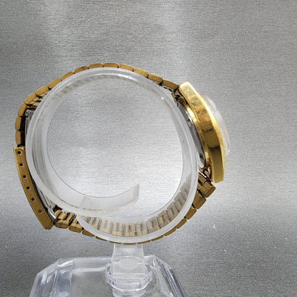 Citizen CQ Watch Women 24mm Silver Dial Gold Tone Date Round New Battery VTG8