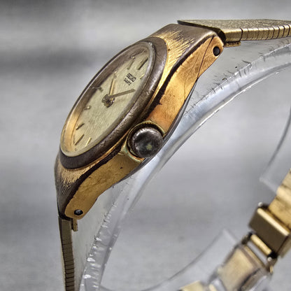 Seiko Watch Women 19mm Champagne Dial Gold Tone Round 4N00-0661 New Battery VTG2