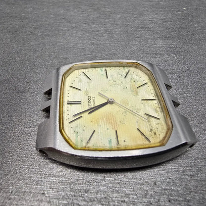 Seiko Watch Men 32mm White Dial Silver Tone Rectangle 7810-5019 Vintage PARTS4