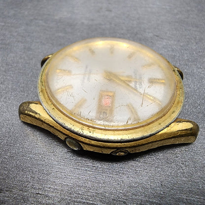 Seiko Sportsmatic 5 Deluxe Watch Men 38mm Silver Dial Gold Tone 7619-9010 PARTS
