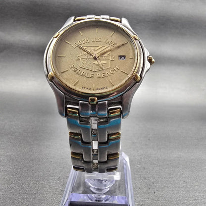 Seiko Watch Men 36mm Champagne Dial Two Tone 7N32-0049 100th US Open New Battery5