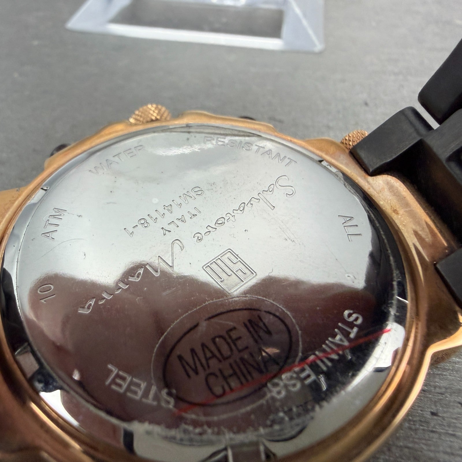 Salvatore Marra Watch Men 43mm Black Dial Rose Gold Daydate Round New Battery9