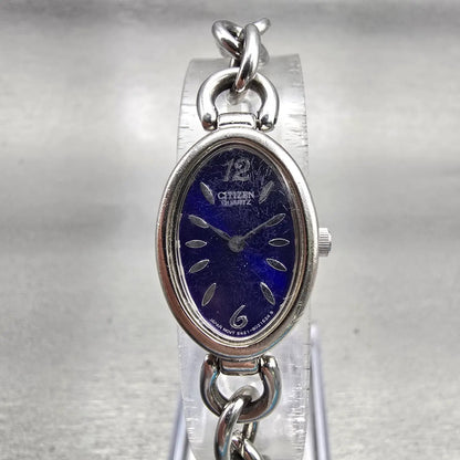 Citizen Watch Women 16mm Blue Dial Silver Tone Oval 5421-S011426 New Battery0