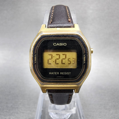 Casio L500 Watch Women 23mm Digital LCD Gold Tone Date Round New Battery VTG0