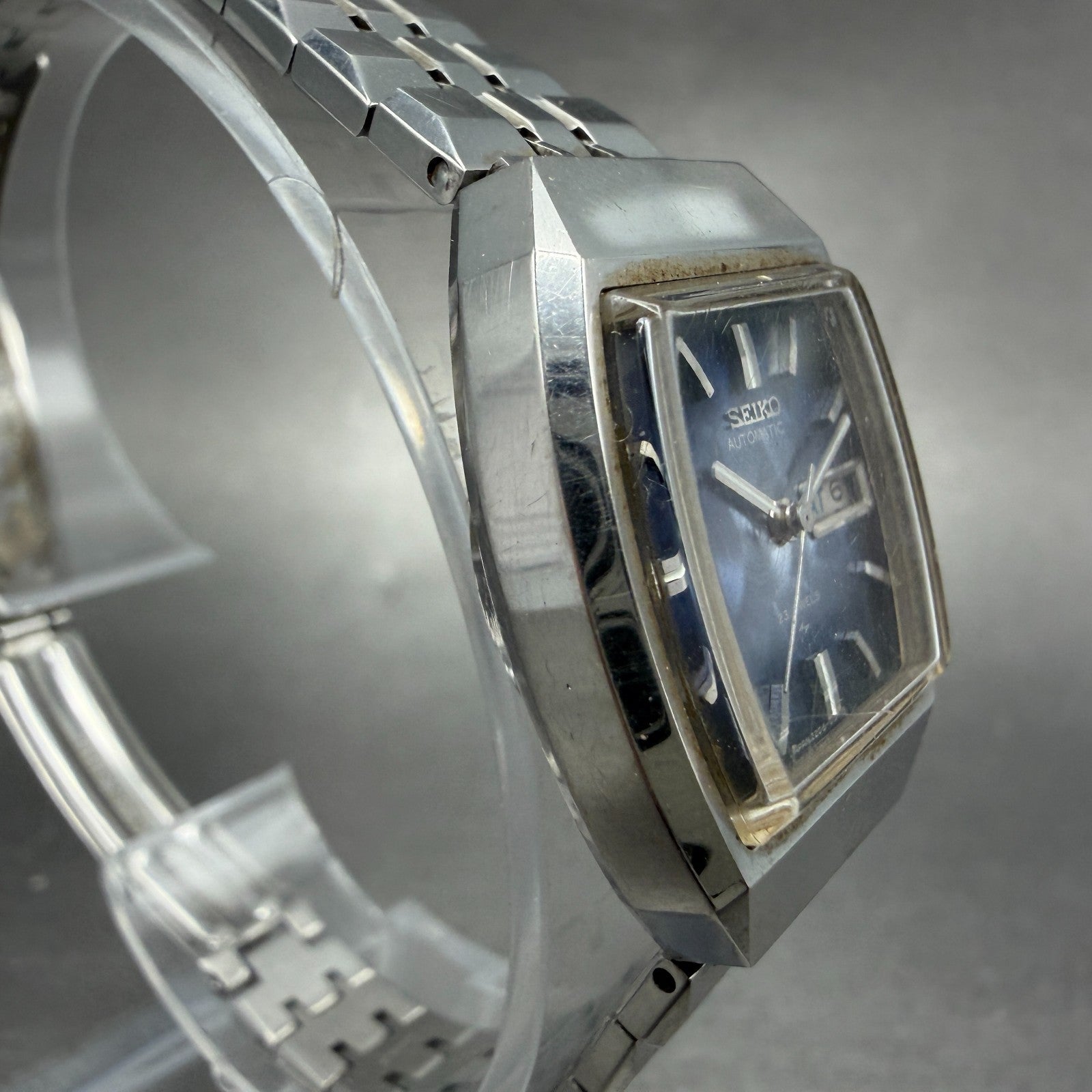 Seiko Automatic Watch Women 23mm Blue Dial Silver Tone Daydate 2206-3050 Runs3