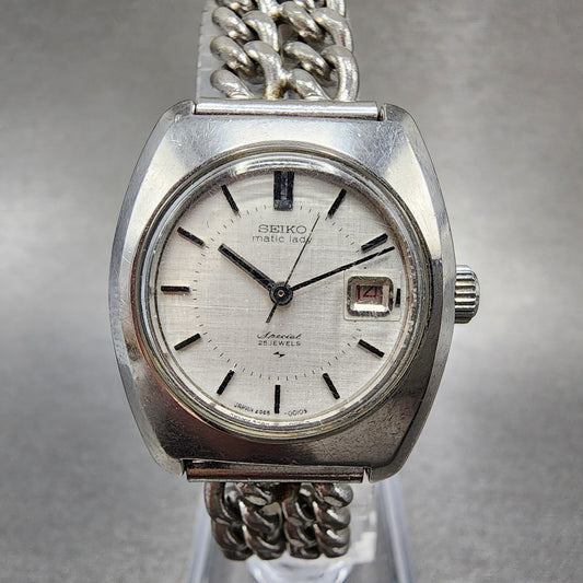 Seiko Matic Lady Special Watch Women 25mm Silver Dial Silver Tone Date Runs