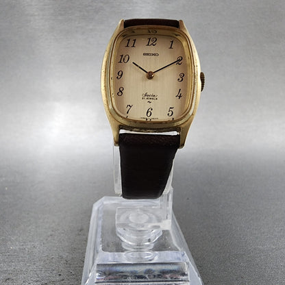 Seiko Socie Tank Watch Women 23mm Champagne Dial Gold Tone Manual 114500 Runs5