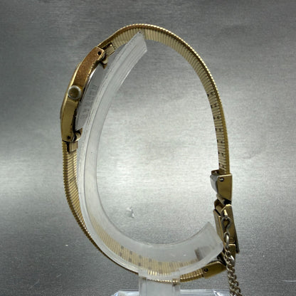 Seiko Watch Women 16mm Champagne Dial Gold Tone Rectangle 2C20-5560 New Battery6