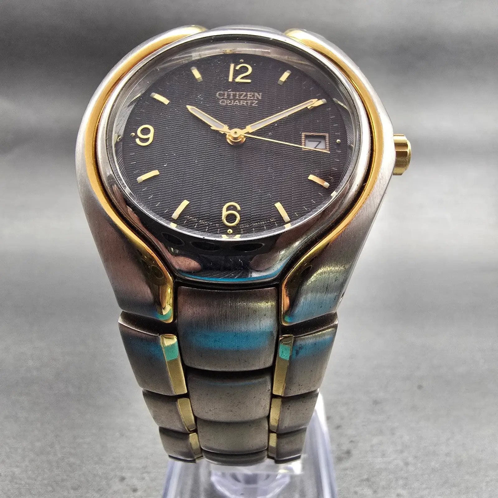 Citizen Watch Men 37mm Black Dial Two Tone Date 2910-H28941 New Battery Vintage5