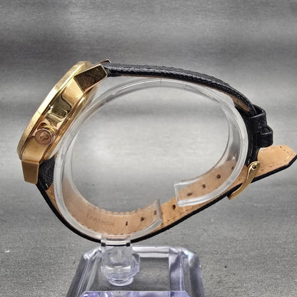 Nixon The Kensington Watch Men 37mm Black Dial Gold Tone Round New Battery6