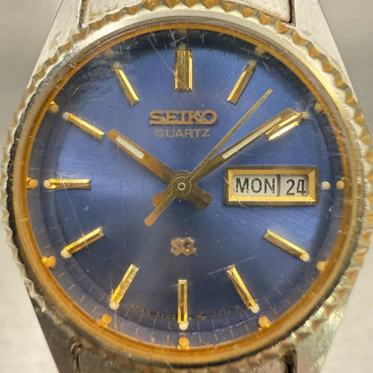 Seiko SQ Watch Women 24mm Blue Dial Two Tone Daydate 3Y03-0169 New Battery1
