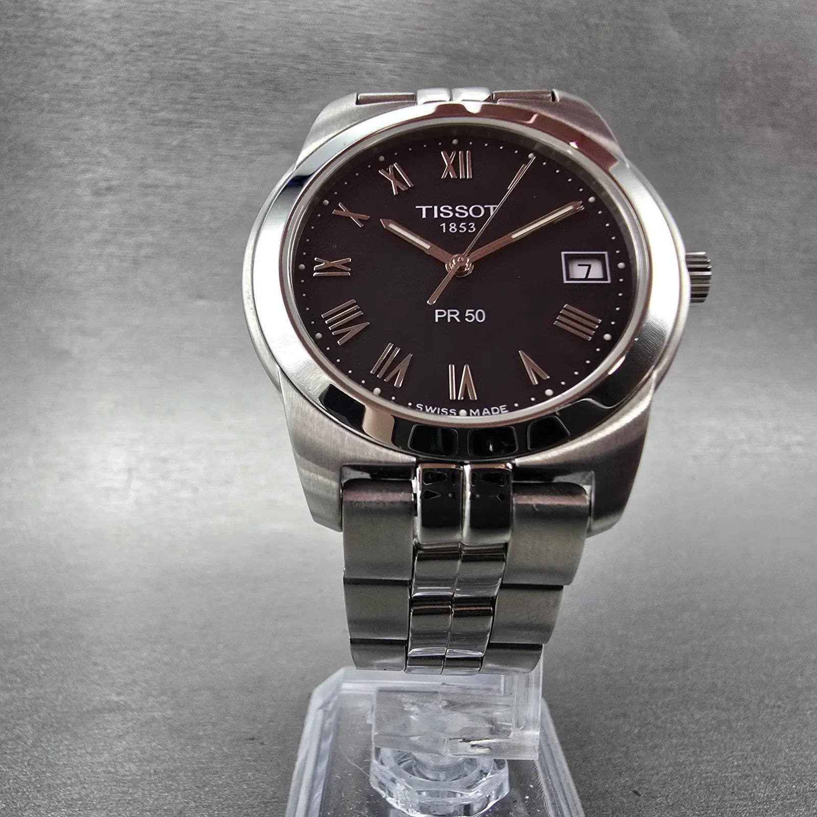 Tissot PR 50 Watch Men 36mm Black Dial Silver Tone Date J376/476 New Battery6