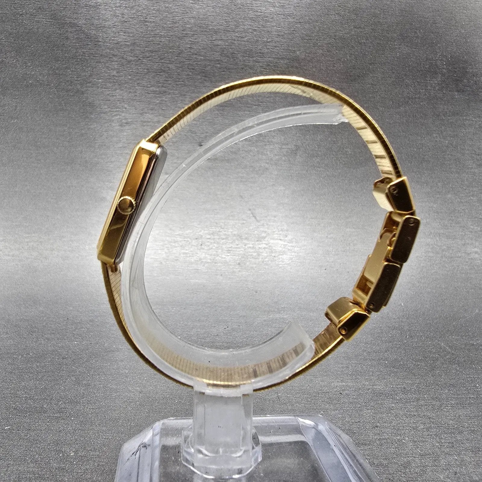 Wittnauer Watch Women 12mm Black Dial Gold Tone Rectangle AS1732 0280 New Batt8