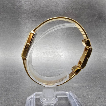 Wittnauer Watch Women 12mm Black Dial Gold Tone Rectangle AS1732 0280 New Batt8