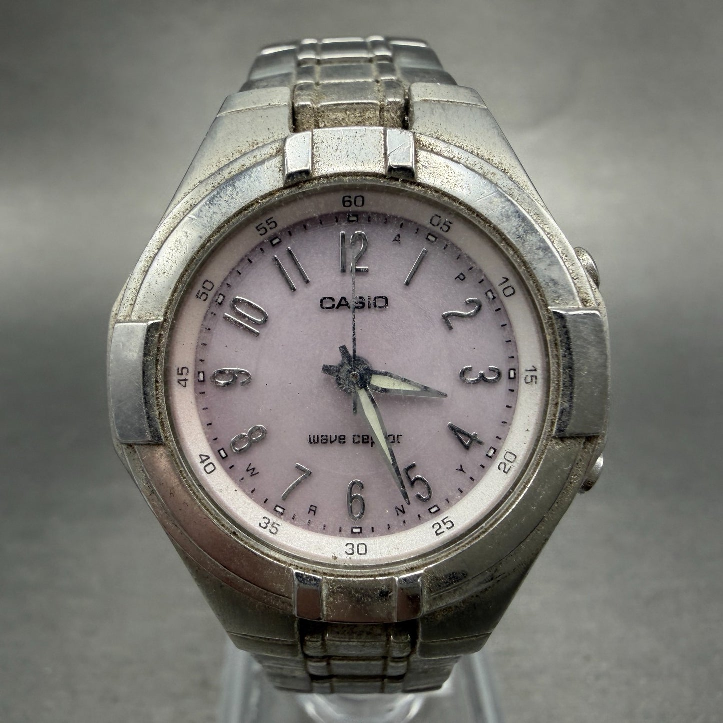 Casio Waveceptor Watch Women 30mm Purple Dial Silver Tone Round LWQ-150 Runs0