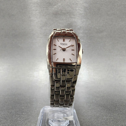 Caravelle Bulova Watch Women 20mm White Dial Silver Tone Rectangle 43L48 NewBatt