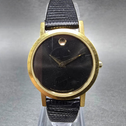 Movado Muesem Watch Women 25mm Black Dial Gold Tone Round 87 25 832 PARTS CH0