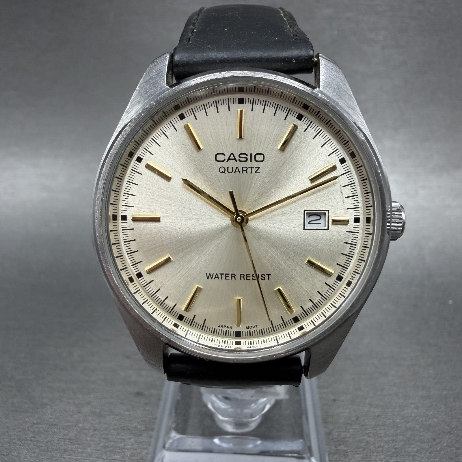 Casio Watch Men 37mm Champagne Dial Silver Tone Date MTP1175 New Battery0