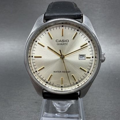 Casio Watch Men 37mm Champagne Dial Silver Tone Date MTP1175 New Battery0