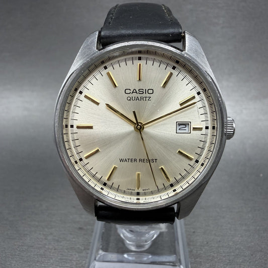 Casio Watch Men 37mm Champagne Dial Silver Tone Date MTP1175 New Battery0