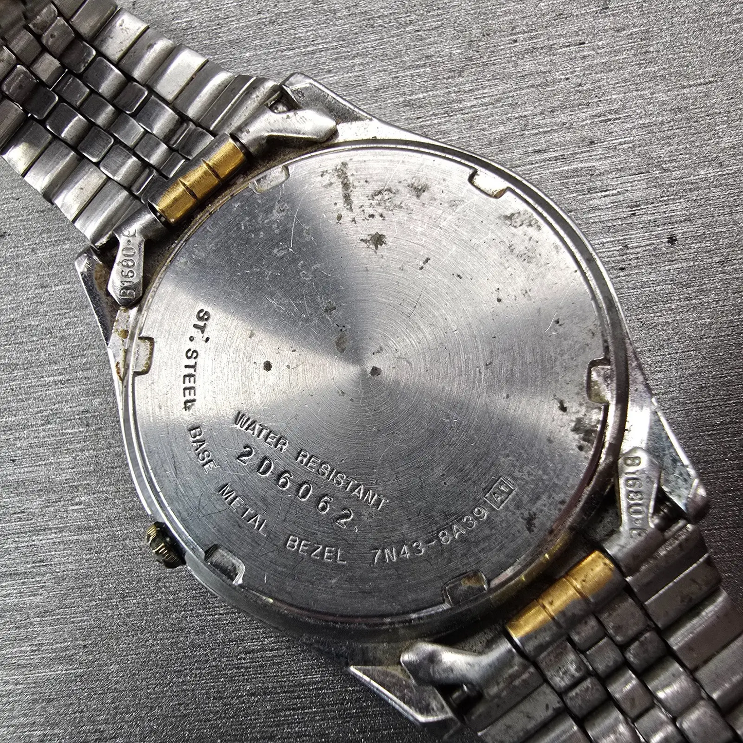 Seiko Watch Men 35mm Champagne Dial Two Tone Daydate Round 7N43-8A39 New Batt10