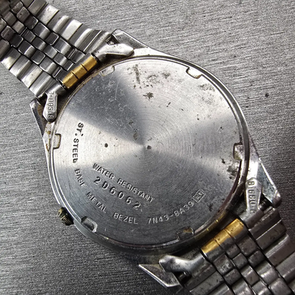 Seiko Watch Men 35mm Champagne Dial Two Tone Daydate Round 7N43-8A39 New Batt10
