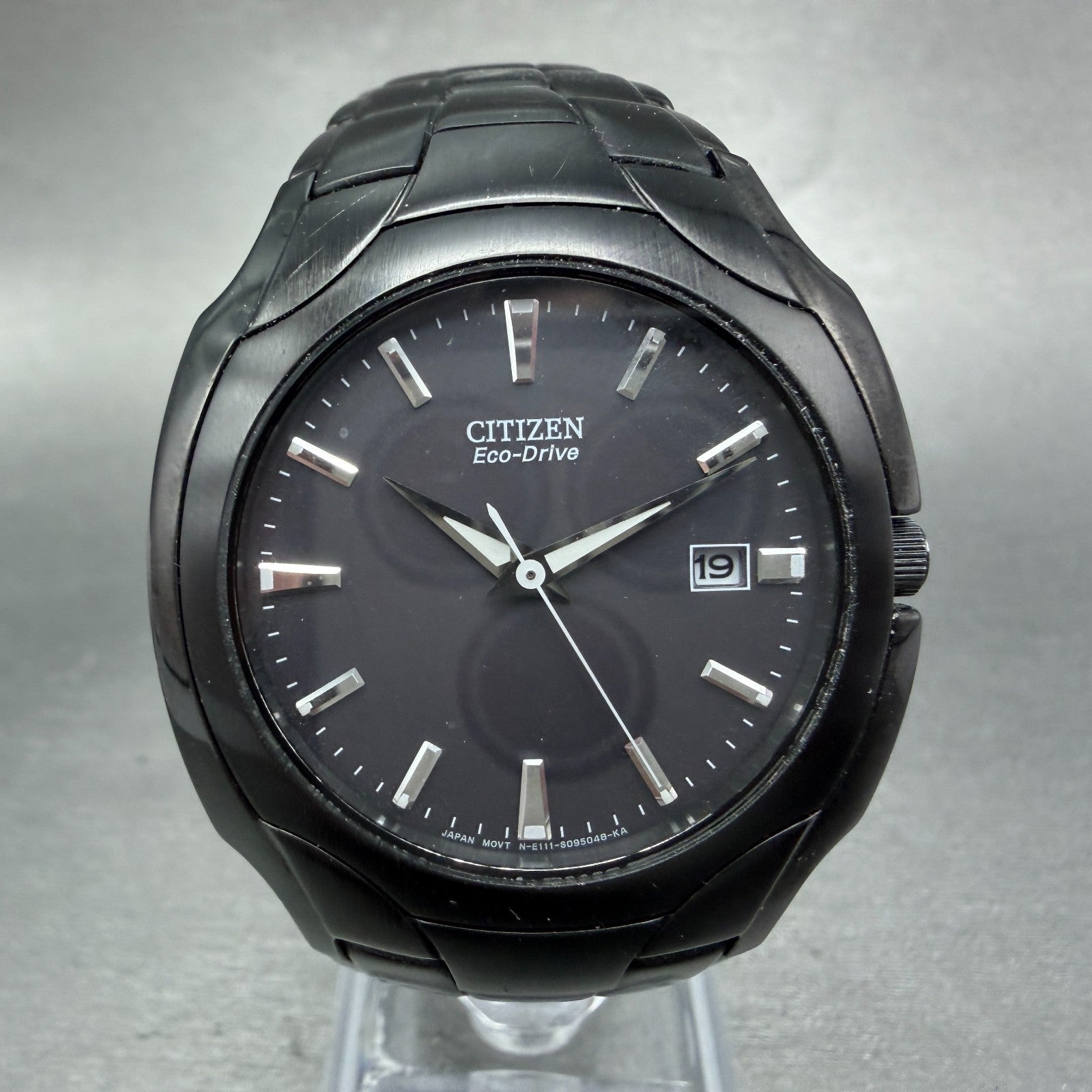 Citizen Eco-Drive Watch Men 38mm Black Dial Black Tone Date Round E111-S0634260